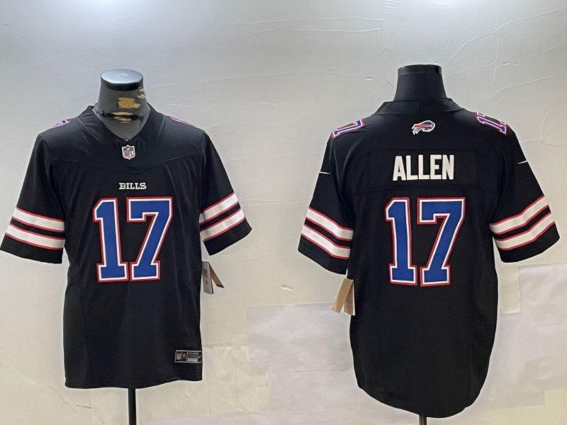 Men Buffalo Bills #17 Allen Black Throwback Three generation 2024 Nike Limited NFL Jersey style 1